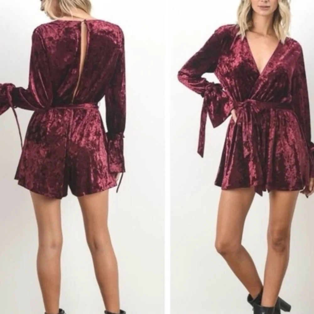 Hommage burgundy velvet romper - Picture 3 of 8